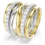 Hyperbola cocktail ring Round cut, White, Mixed metal finish